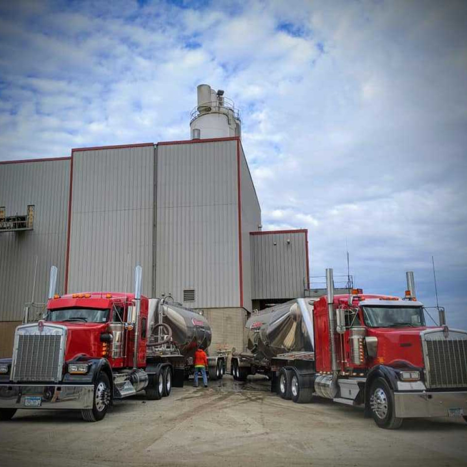 Lefbulk drivers are preparing their pneumatic tankers for transport in Elk River, MN.